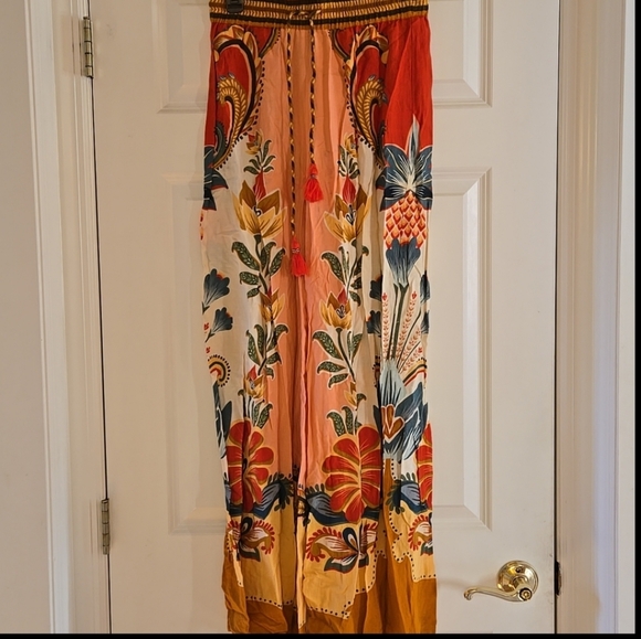Farm Rio S Tropical Floral Pineapple Wide Leg Palazzo Pants Trousers.
